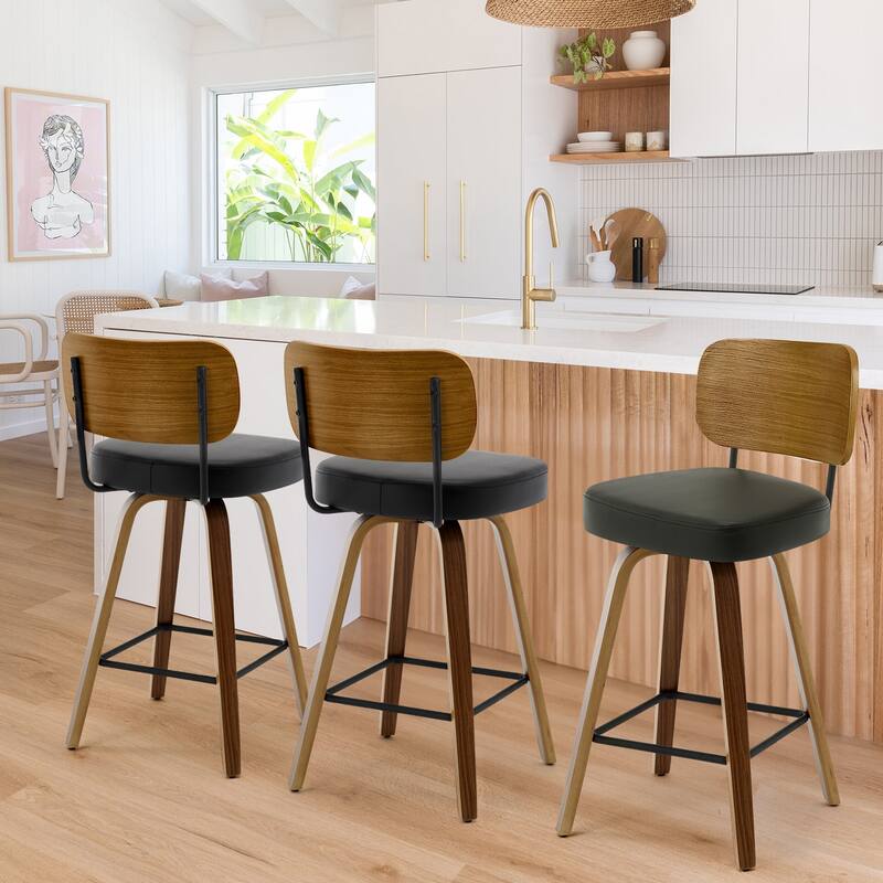 26" Swivel Upholstered Counter Height Bar Stool - 36.4" H x 17.1" W x 20" D
