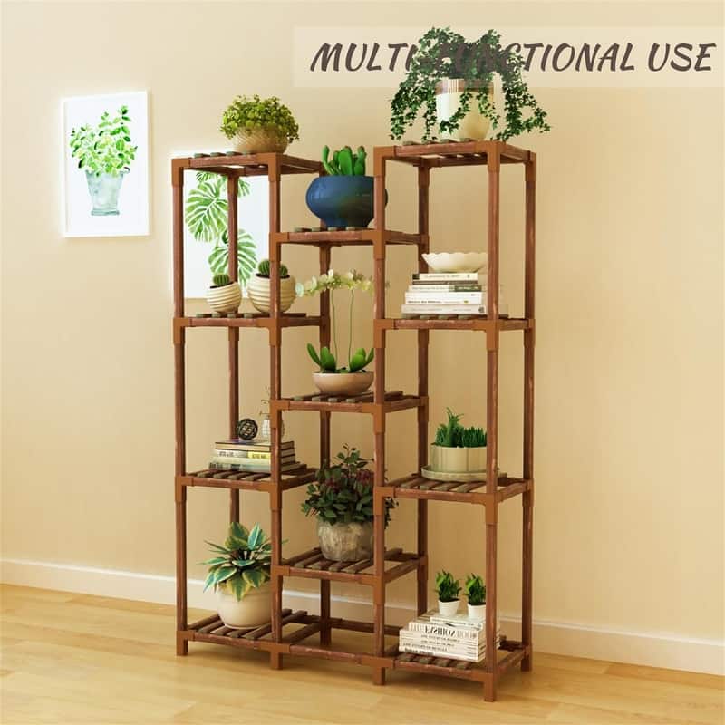 3-Tier Outdoor Wood Plant Stand for Multiple Plants