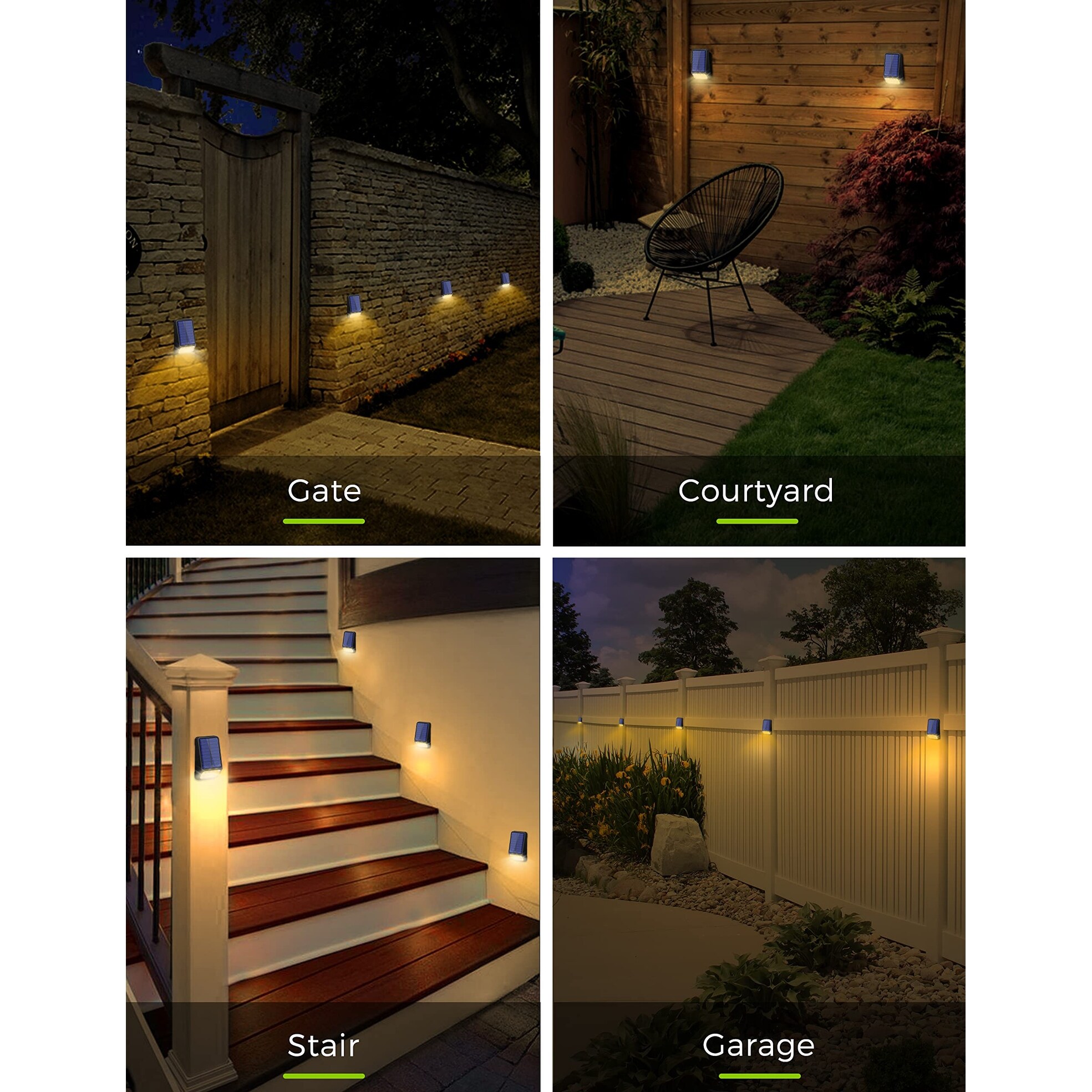 YANSUN 80 Lumens Integrated LED Amber Deck Lights Waterproof Dusk to Dawn Stair Light Yellow with 2000K 4 Pack