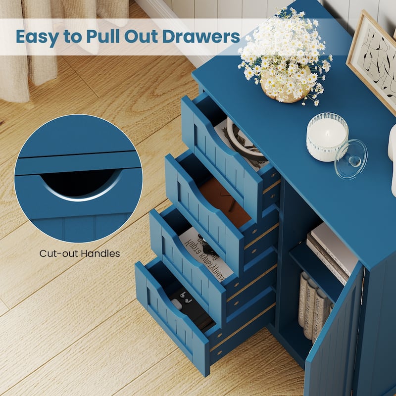 Gymax Wooden 4 Drawer FreeStanding Bathroom Floor Cabinet Storage