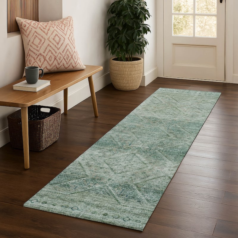 Premium Washable Super Soft Boho Moroccan Mayfield Rug - Teal - 2'3" x 7'6"