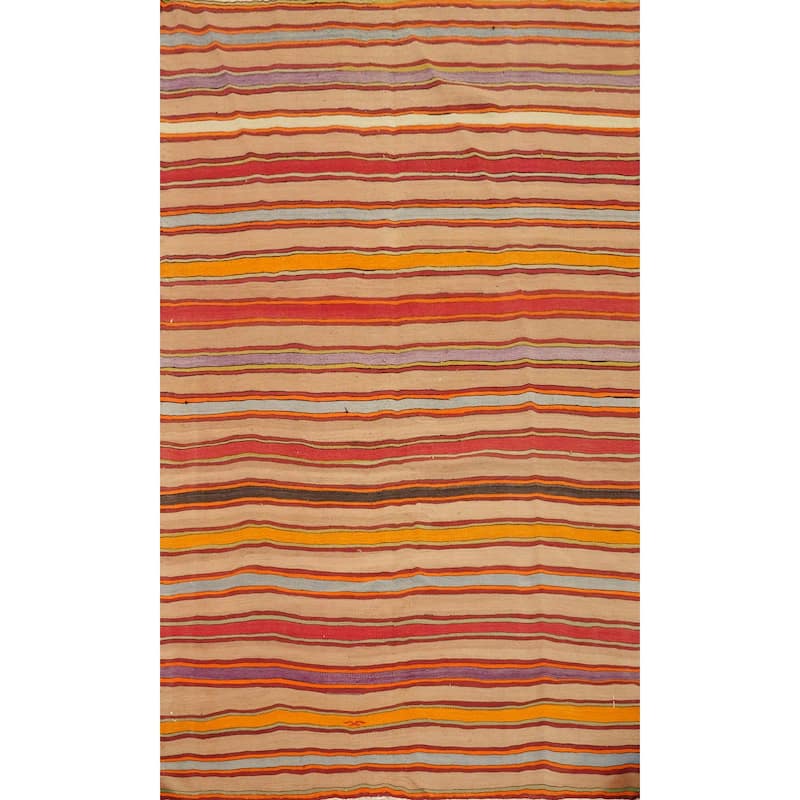 Hand Woven Oriental 100% Wool Carpet Southwestern Geometric Multi-Colored Kilim Area Rug - 7' 11'' X 5' 6''