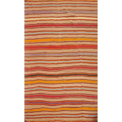 Hand Woven Oriental 100% Wool Carpet Southwestern Geometric Multi-Colored Kilim Area Rug - 7' 11'' X 5' 6''