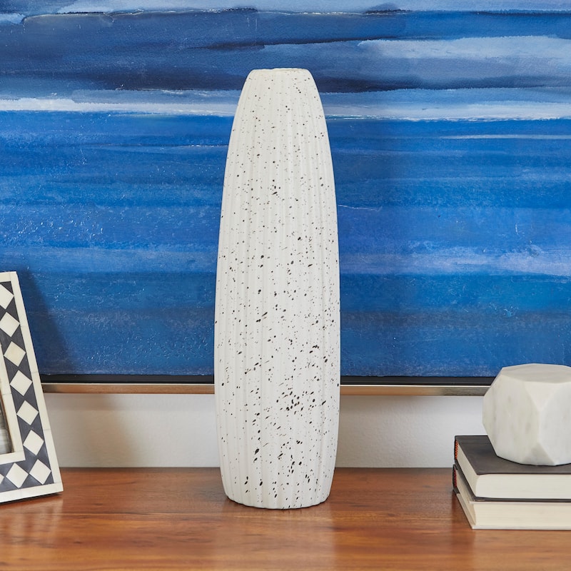 Ceramic Speckled Vase - White - Roche River Decor - 5"W x 5"L x 18"H