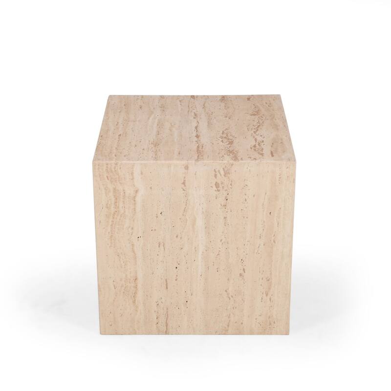 Geometric Cuboid Side Table - 18" - Beige