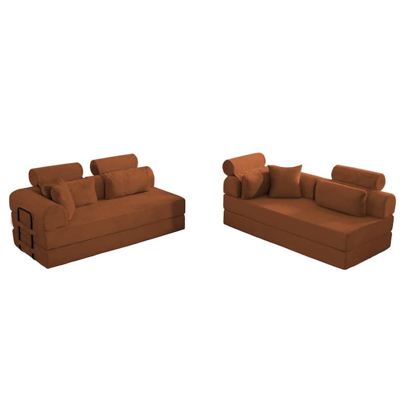 106.3" L-Shaped Corduroy Sectional Sofa with Pillows, No Assembly Required