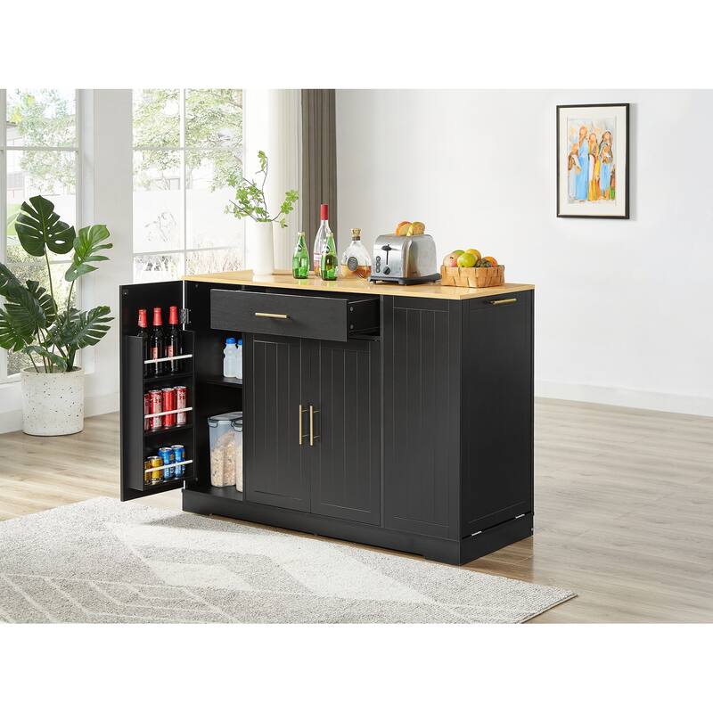 53inch Kitchen Storage Islands with Drawers and Trash Can Storage