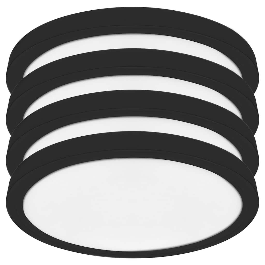 Luxrite 5 Inch LED Flush Mount Ceiling Light, 12W 800LM, 5CCT Selectable 2700K-5000K, Dimmable, Damp Rated 4-Pack Black