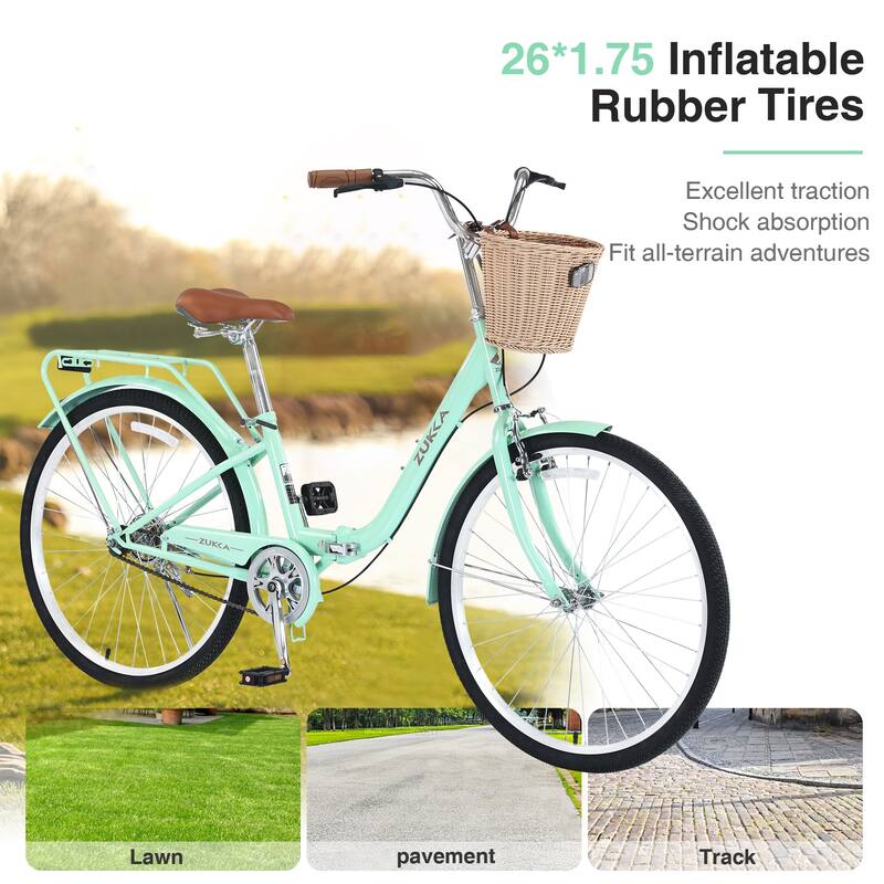 Ladies' Folding Bike - Durable Steel Frame, Single Speed, Compact Design for Storage & Commuting - 26