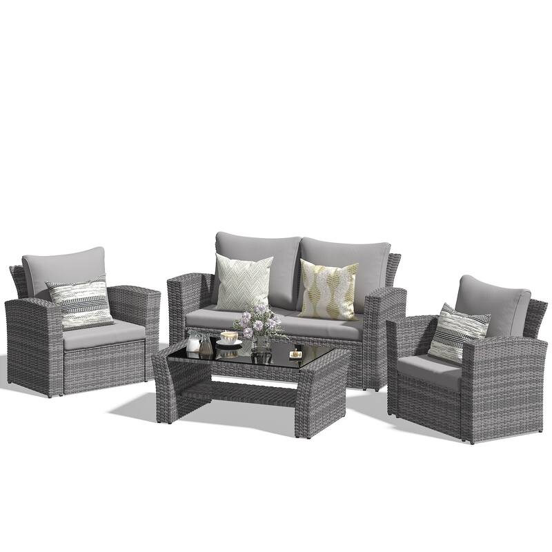 Royalcraft 4 Piece PE Rattan Wicker Outdoor Patio Furniture Set