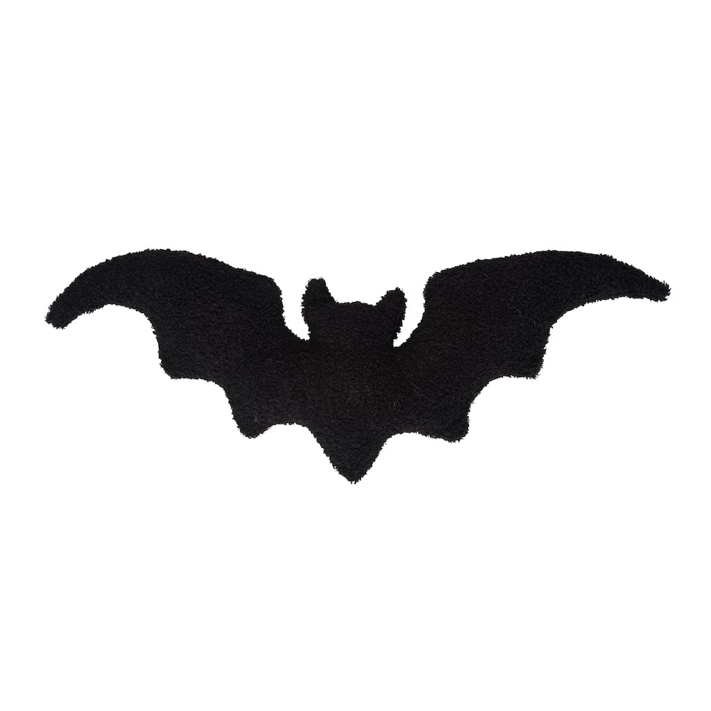 10" x 22" Black Bat Shaped Polyester Accent Halloween Throw Pillow
