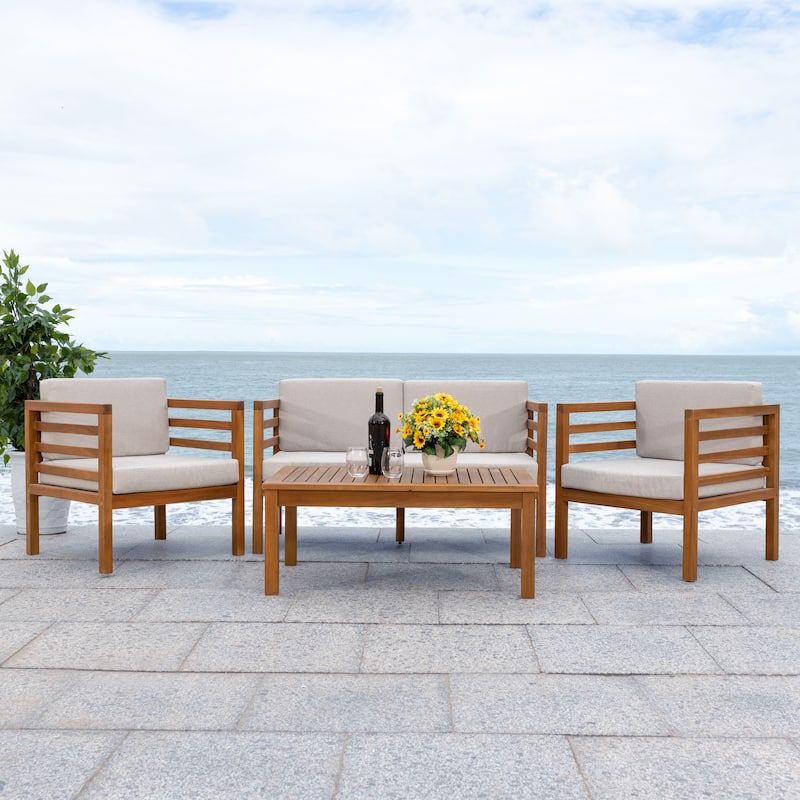 SAFAVIEH Outdoor Samira 4-Piece Outdoor Set - 26W x 26D x 49H