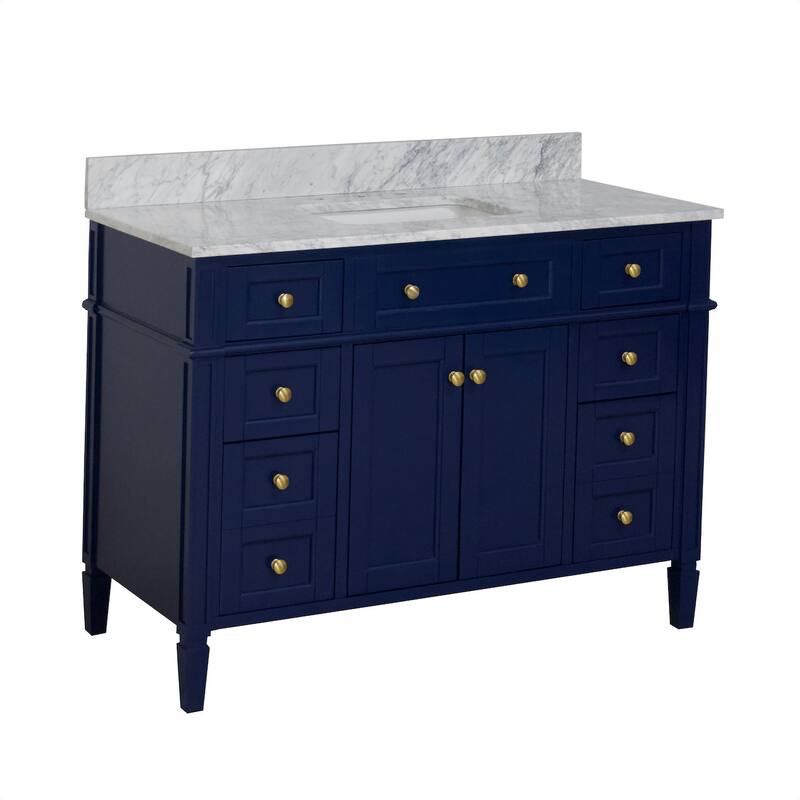 KitchenBathCollection Hailey 48" Bathroom Vanity with Carrara Marble Top