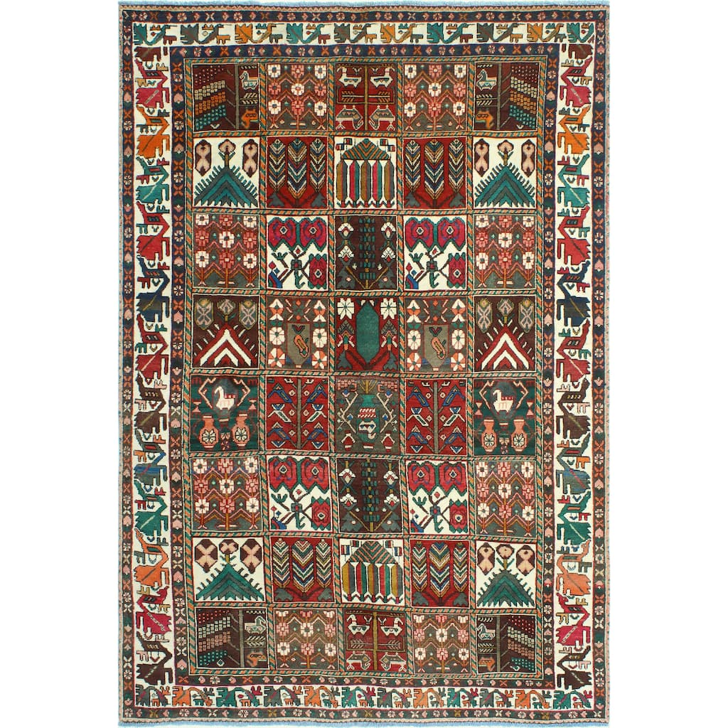 Vintage Distressed Raziya Red/Ivory Rug - 6'2" x 9'3"