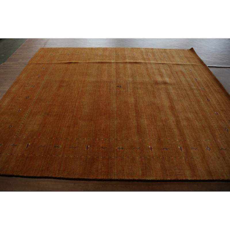 Hand Knotted Oriental 100% Wool Carpet Tribal Tribal Oranges & Rust Gabbeh Area Rug - 9' 9'' X 8' 1''