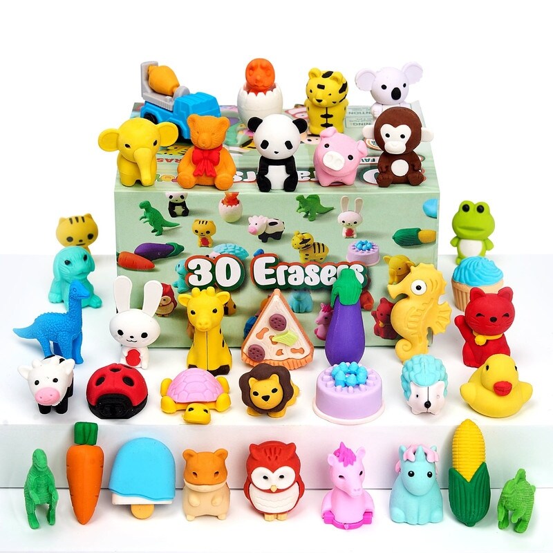 36Pcs Animal Erasers for Kids - Multicolor