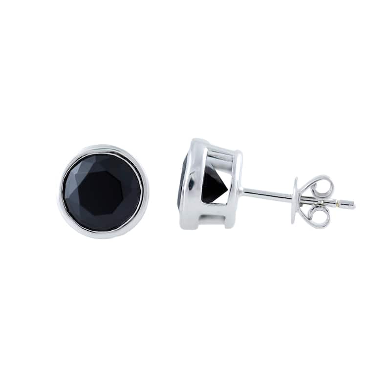 925 Sterling Silver Black Spinel Stud Earrings