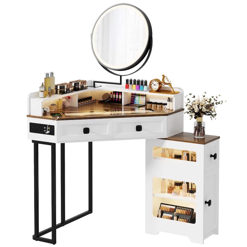 Corner Makeup Vanity With Mirror