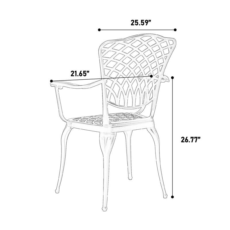 3-Piece Cast Aluminum Outdoor Bistro Set with Round Table and 2 Chairs, Weather-Resistant Patio Furniture with Umbrella Hole