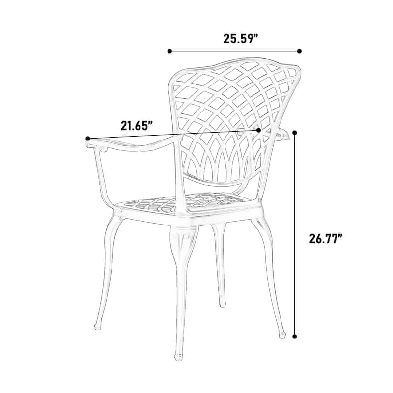 Aluminum Bistro Table and Chairs Set wUmbrella Hole(2 Chairs 1 Table)