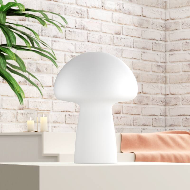 Mushroom Round Glass Table Lamp - White 1