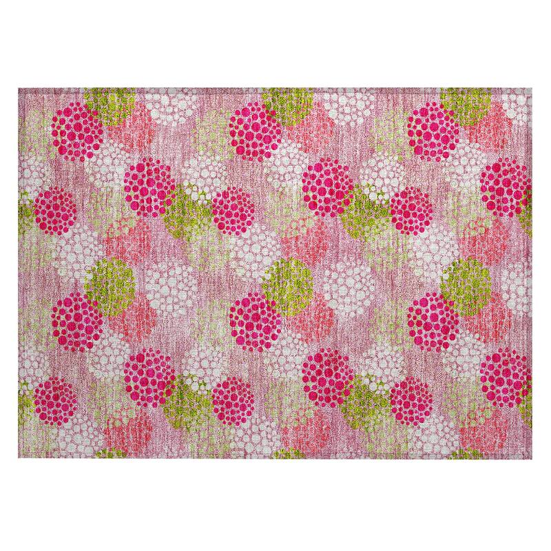 Machine Washable Indoor/ Outdoor Chantille Modern Bubbles Rug