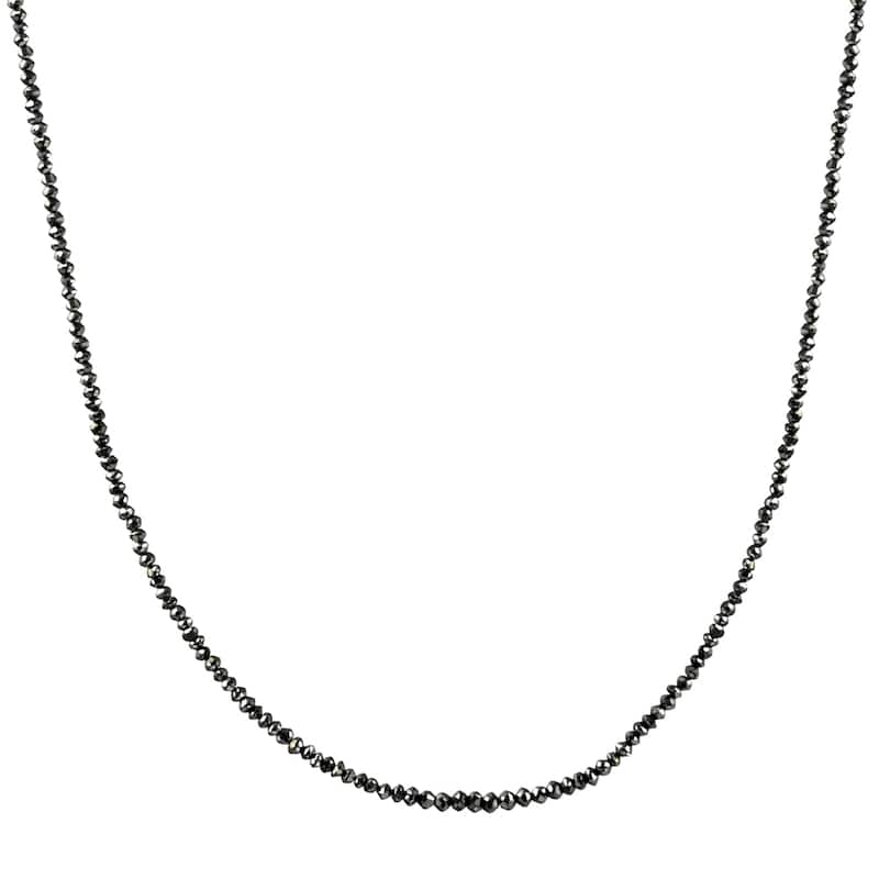 15Ct TW Black Diamond Necklace 16" With 2" Extended Yellow Gold