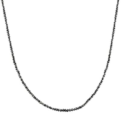 15Ct TW Black Diamond Necklace 16" With 2" Extended White Gold