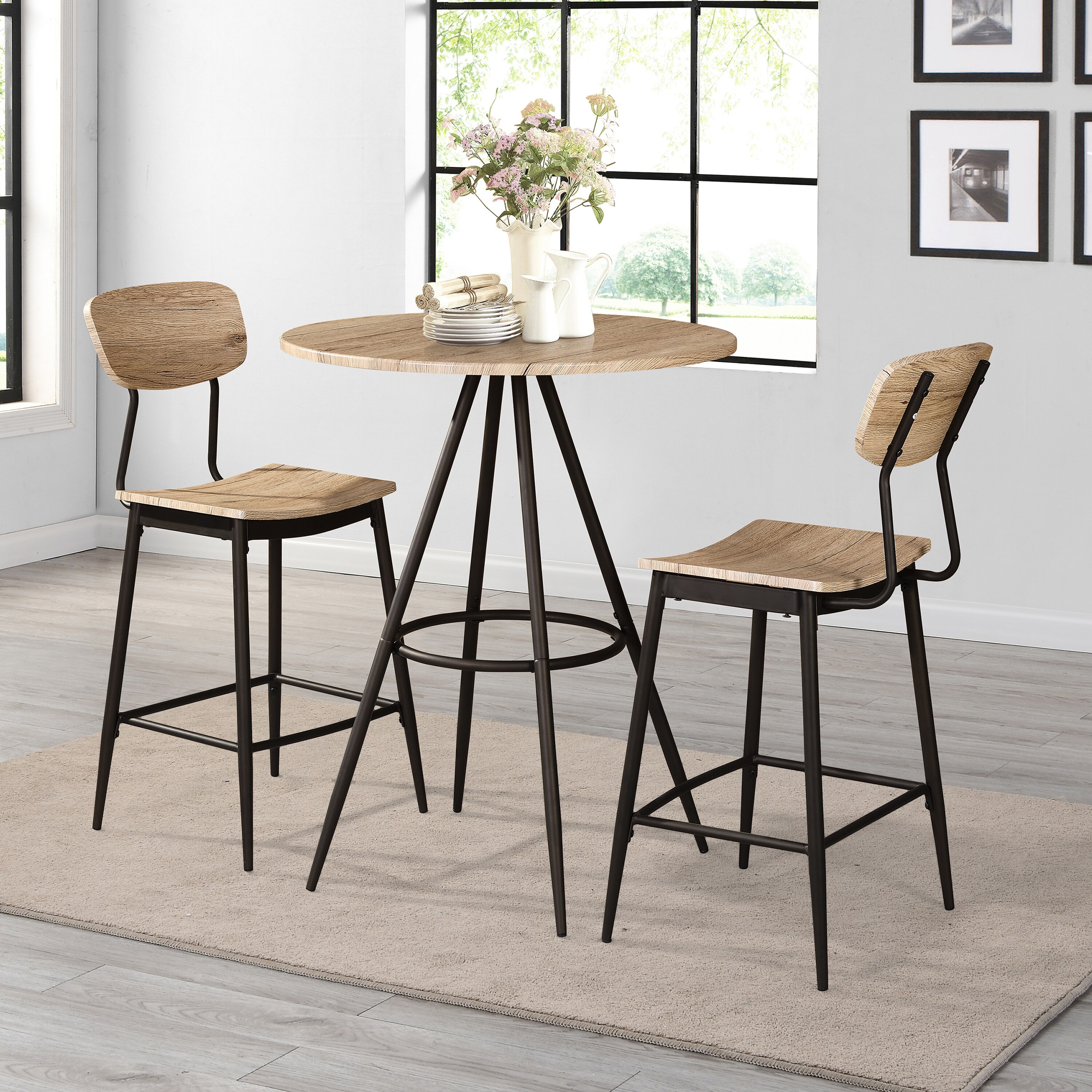 Shop Furniture Of America Cairo Industrial 3 Piece Round Dining