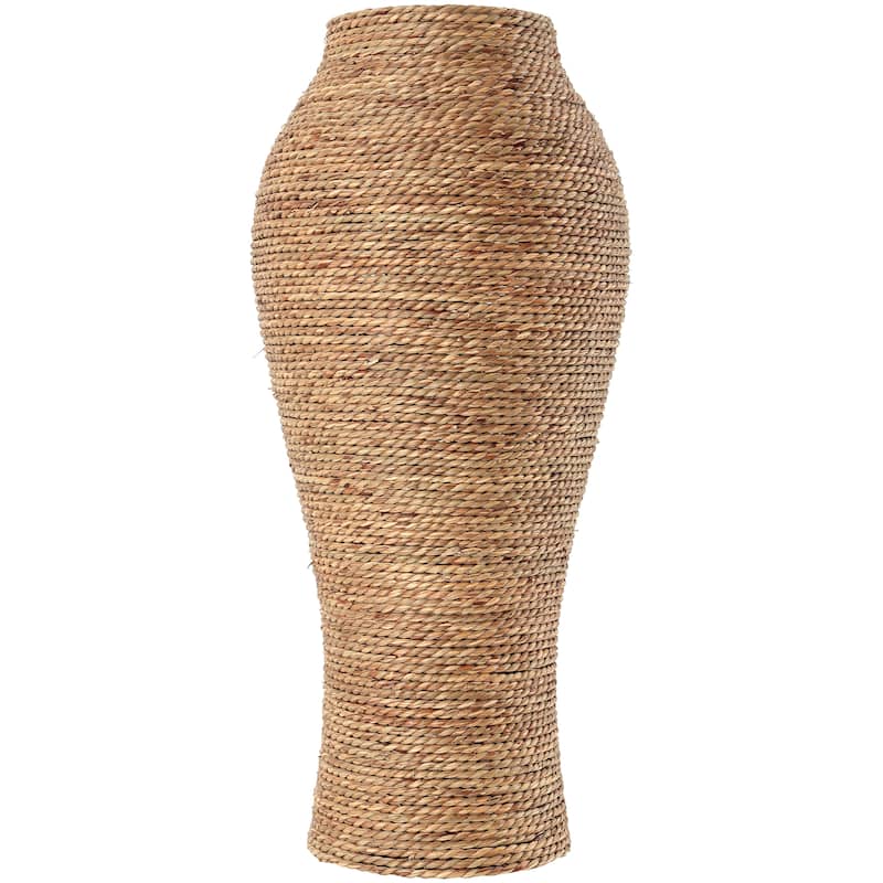 Brown Seagrass Handmade Tall Wrapped Decorative Vase