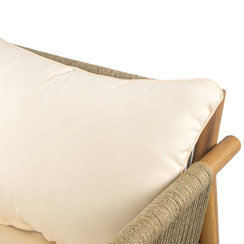 Christopher Knight Home - 28" Modern Outdoor Woven Lounge Chair with Solid Wood Frame and Comfortable Polyester Cushions