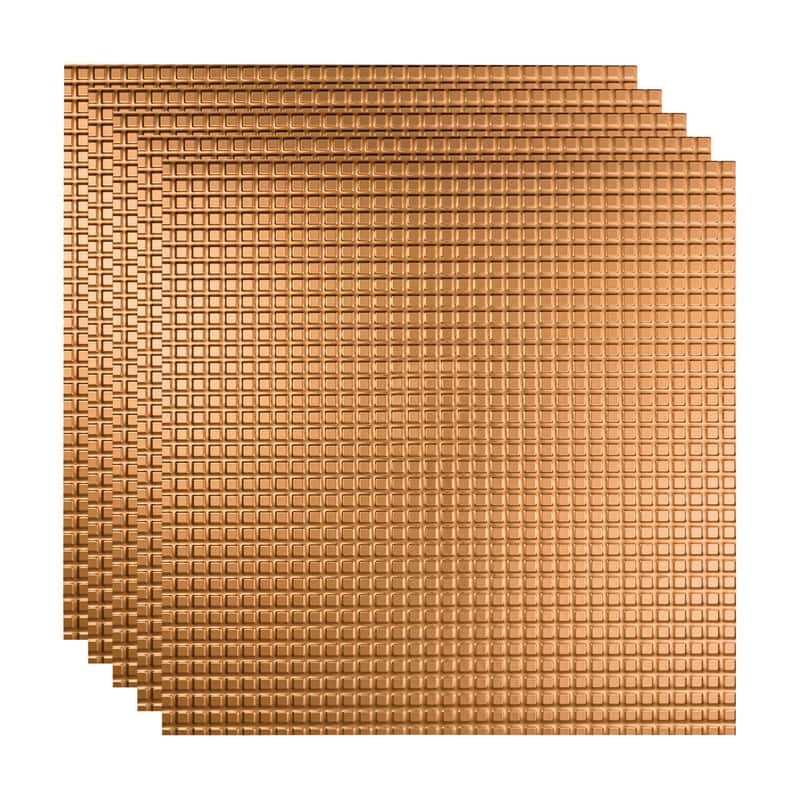 FASÄDE Square Decorative Vinyl 2ft x 2ft Lay in Ceiling Panel in Polished Copper (5 Pack) - 5 Pack - Polished Copper