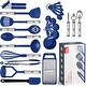 preview thumbnail 12 of 29, Kitchen Utensil Set, 24 Nylon and Stainless Steel Cooking Utensils Blue