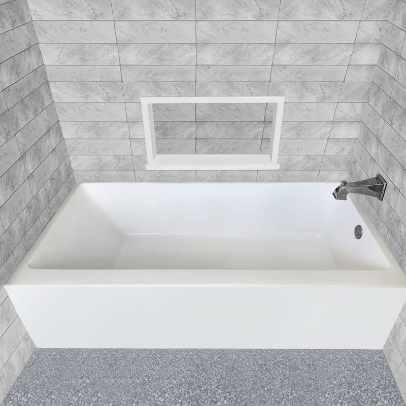 Alcove Soaking Bathtub With Right Drain Hole Options - Right Drain - White