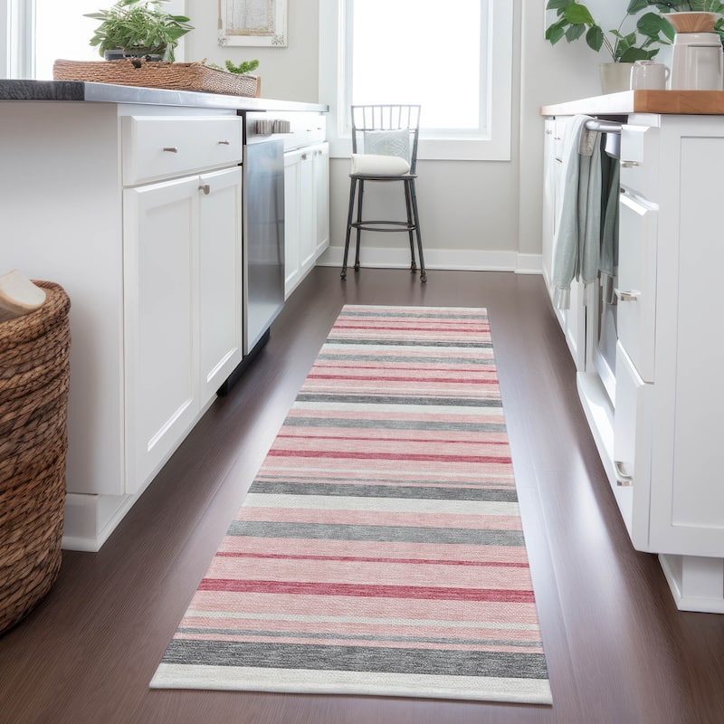 Machine Washable Indoor/ Outdoor Chantille Contemporary Stripes Rug