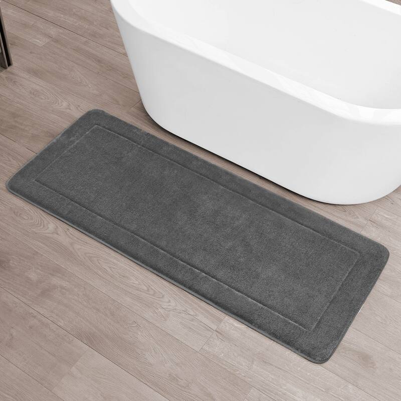 Oliver Brown Terry Memory Foam Bath Mat - 24 x 60 - Dark Grey
