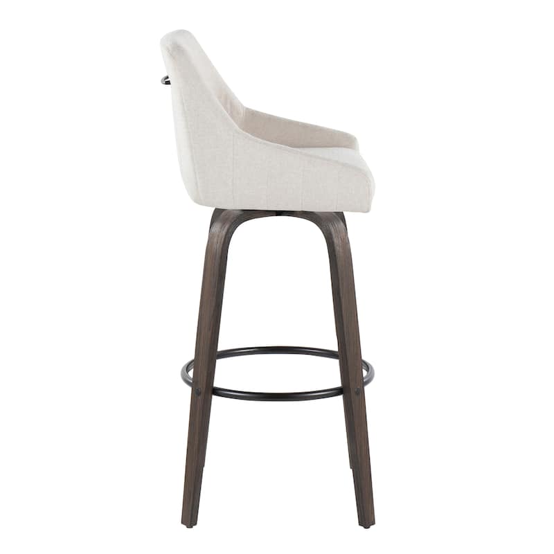 The Gray Barn Hadley 30" Fixed-Height Bar Stool with Bent Wood Legs & Round Footrest (Set of 2)