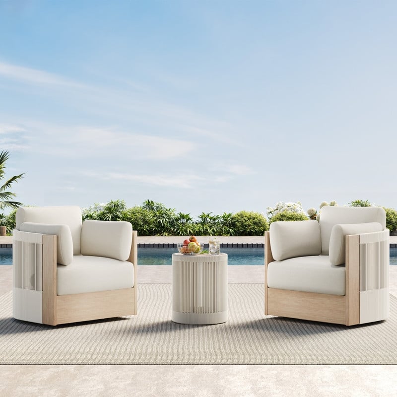 Khloe Outdoor Wood Patio Furniture Swivel Chair