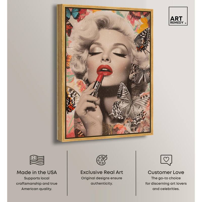 Iconic Lady Butterfly Collage Canvas by Art Remedy