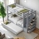 preview thumbnail 20 of 52, Modern Twin Over Twin Multifunctional Bunk Bed With Trundle And Staircase,Storage Drawers,Solid Construction