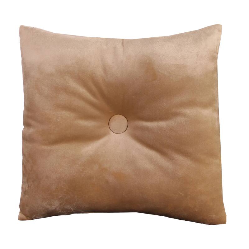 18" x 18" Solid Tufted Indoor Throw Pillow with Fabric Button - Tan