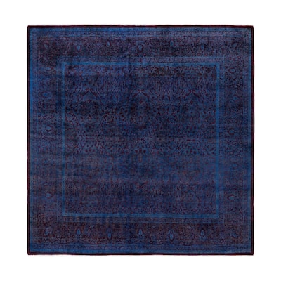 Overdyed One-of-a-Kind Hand-Knotted Square Area Rug - Blue - 5' 10" x 6' 2"