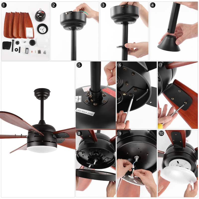 SAFAVIEH Lighting Durden Led Light 57" Ceiling Fan