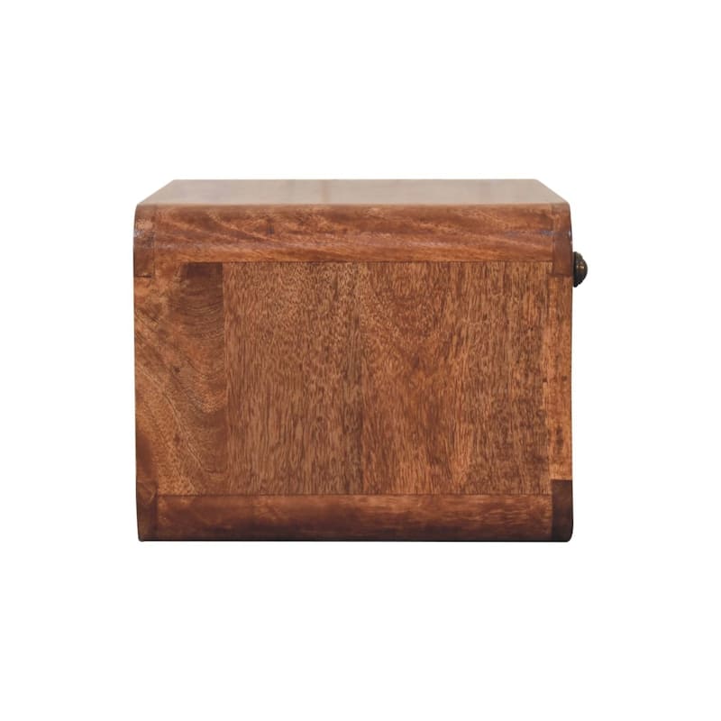 Artisan Furniture Solid Wood Curved Honey Caramel Wall Mounted Bedside with Open Slot