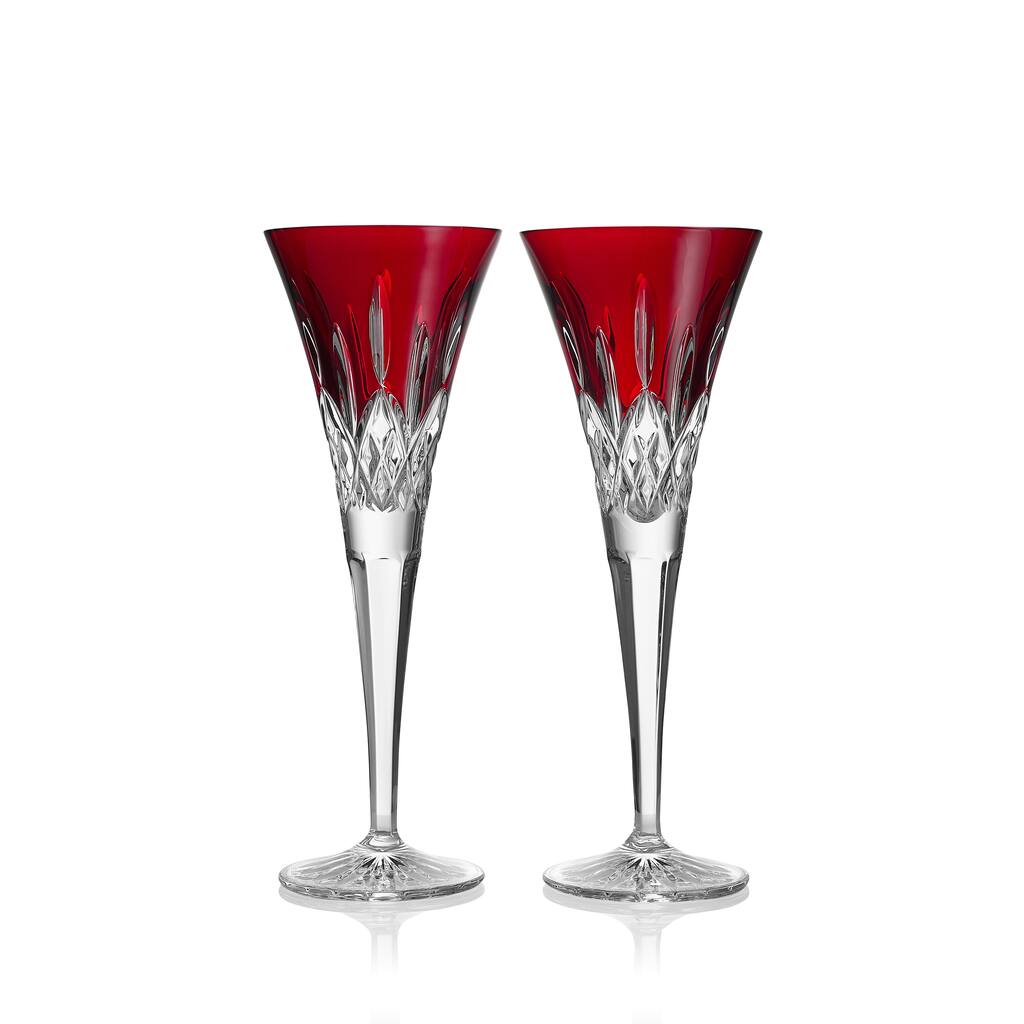 Lismore Red Toasting Flute 5.5oz, Set of 2