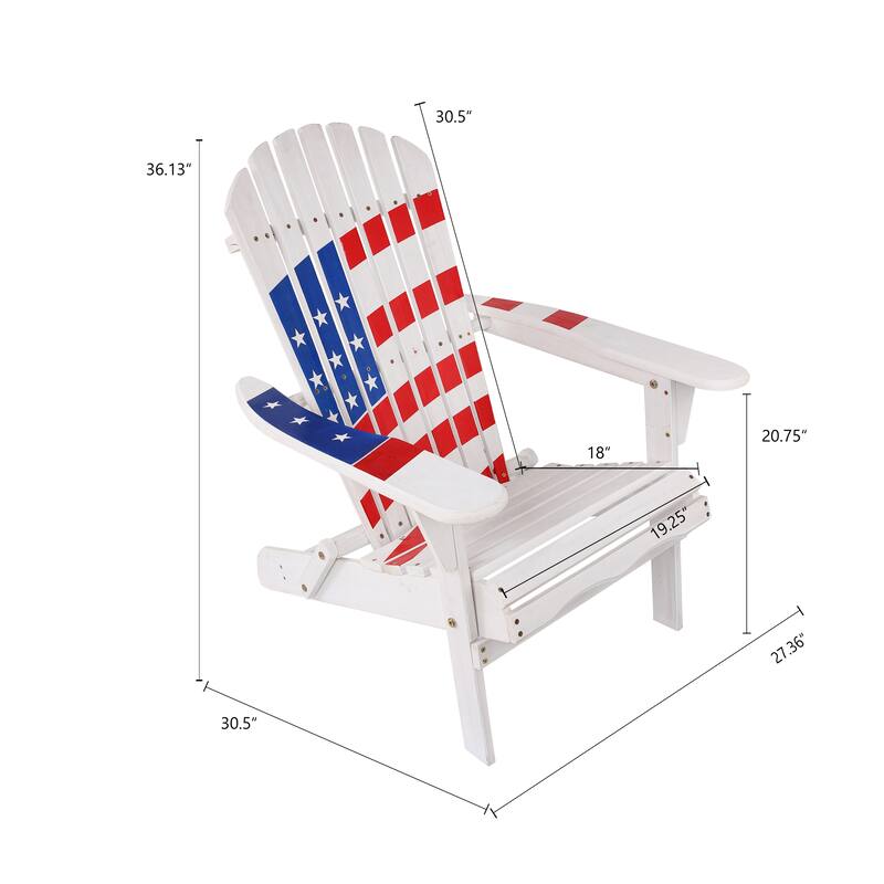 Adirondack USA Flag Patriotic Outdoor Wood Chair