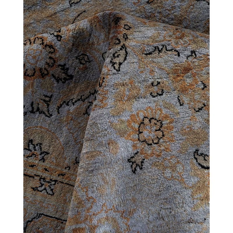 Overton Hand Knotted Wool Vintage Inspired Modern Contemporary Overdyed Gray Area Rug - 6' 1" x 9' 5"