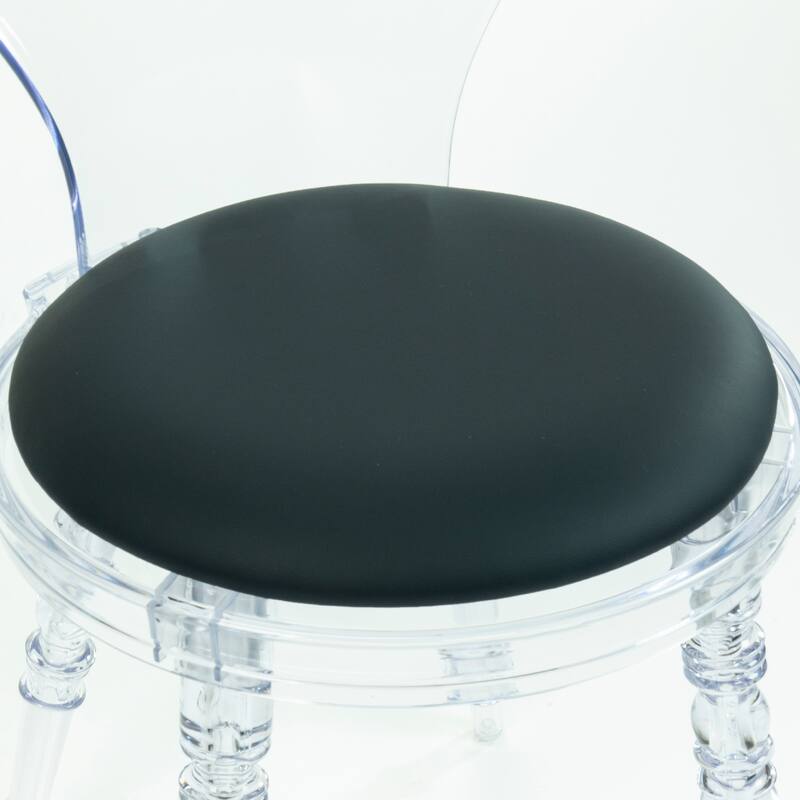 Nova Fanned Back Acrylic Chairs with Leatherette Padded Seats - Set of 2