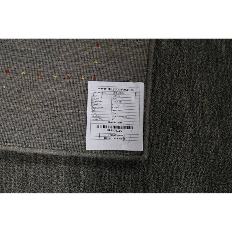 Tribal Gray Gabbeh Indian Area Rug Handmade Wool Carpet - 3'11"x 6'1"