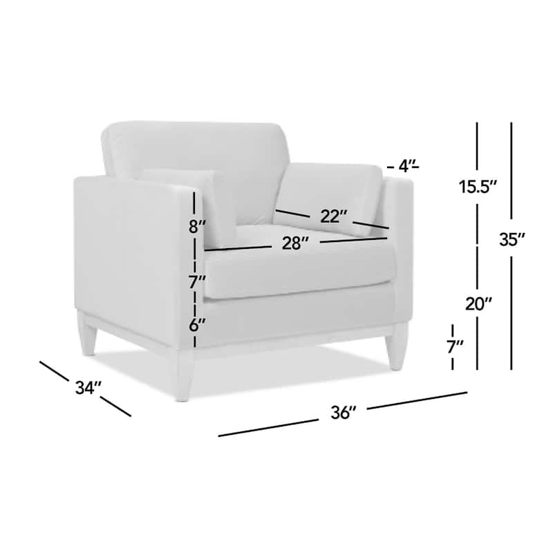 Knox 36" Modern Farmhouse Loose Pillow-Back Arm Chair